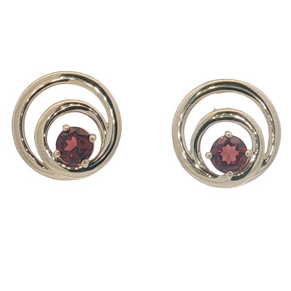 14 Karat Yellow Gold Garnet Circle Earrings Trinity Jewelers  Pittsburgh, PA