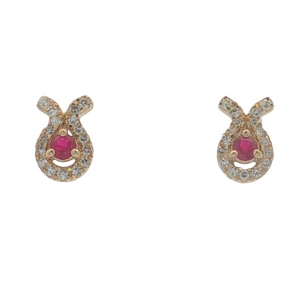 14 Karat Yellow Gold Ruby & Diamond Earrings Trinity Jewelers  Pittsburgh, PA