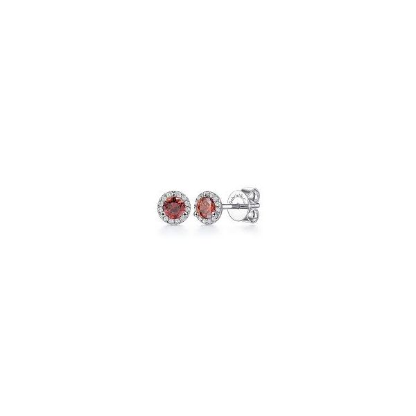 14 Karat White Gold Garnet & Diamond Earrings Trinity Jewelers  Pittsburgh, PA