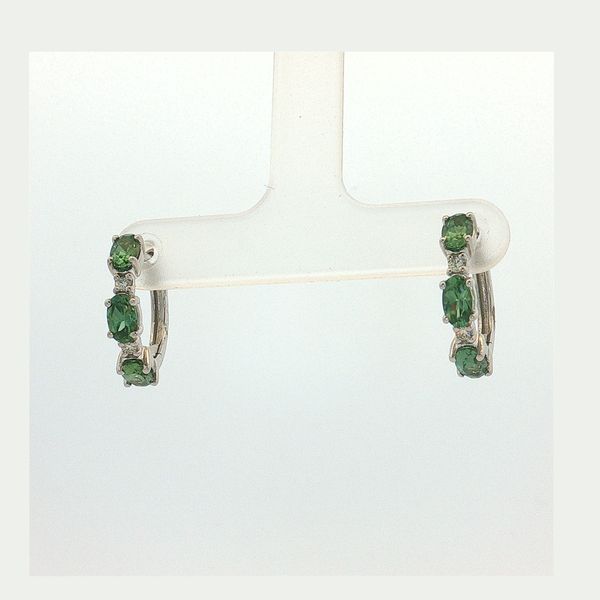10 Karat White Gold Montana Sapphire & Diamond Hoop Earrings Trinity Jewelers  Pittsburgh, PA