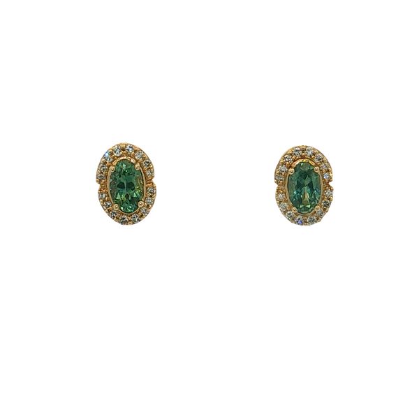 10 Karat Yellow Gold Montana Sapphire & Diamond Earrings Trinity Jewelers  Pittsburgh, PA