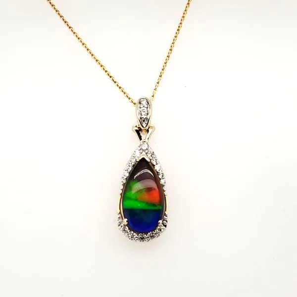 14 Karat Yellow Gold Ammolite & Diamond Pendant Trinity Jewelers  Pittsburgh, PA