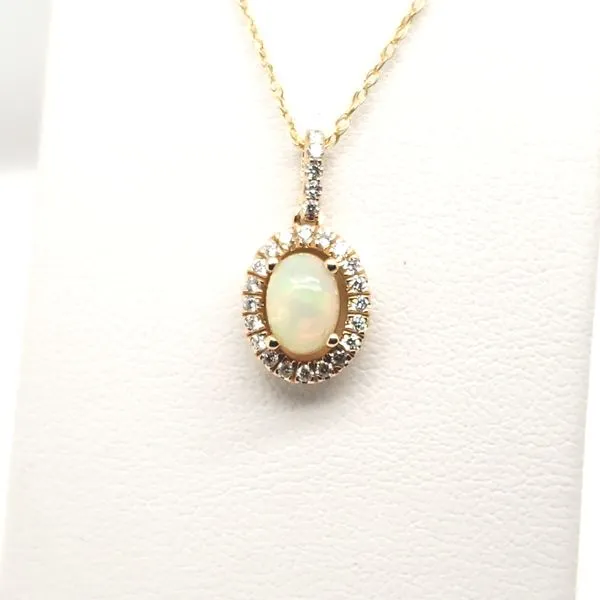 14 Karat Yellow Gold Opal & Diamond Necklace Trinity Jewelers  Pittsburgh, PA