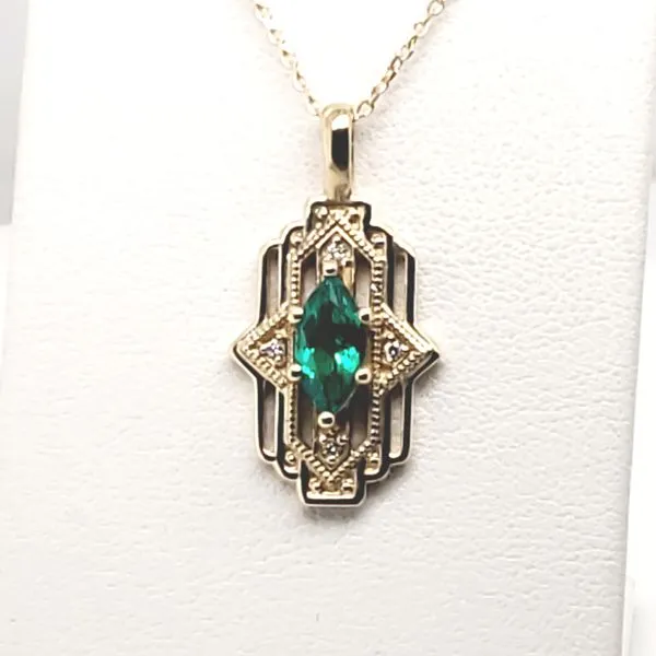 14 Karat Yellow Gold Lab Grown Emerald & Diamond Pendant Trinity Jewelers  Pittsburgh, PA