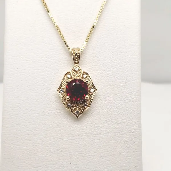 14 Karat Yellow Gold Lab Grown Ruby & Diamond Pendant Trinity Jewelers  Pittsburgh, PA