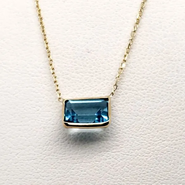 14 Karat Yellow Gold Blue Topaz Necklace Trinity Jewelers  Pittsburgh, PA