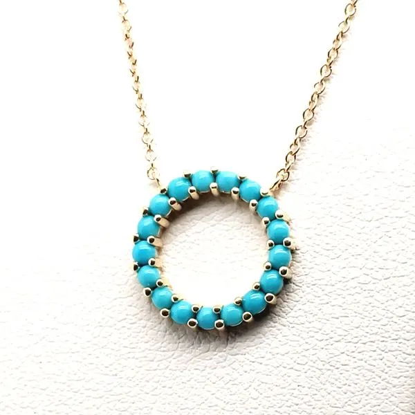 14 Karat White Gold Turquoise Circle Necklace Trinity Jewelers  Pittsburgh, PA