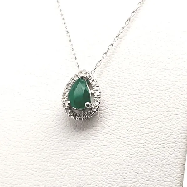 14 Karat White Gold Emerald & Diamond Necklace Trinity Jewelers  Pittsburgh, PA