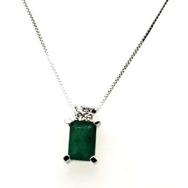 14 Karat White Gold Emerald & Diamond Pendant Trinity Jewelers  Pittsburgh, PA
