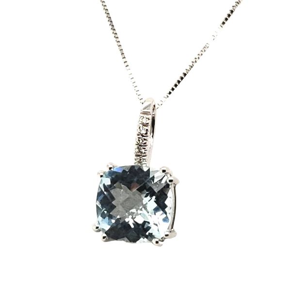 14 Karat White Gold Aquamarine & Diamond Pendant Trinity Jewelers  Pittsburgh, PA