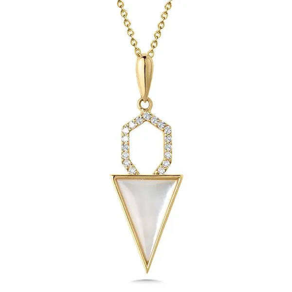 14 Karat Yellow Gold Mother of Pearl & Diamond Pendant Trinity Jewelers  Pittsburgh, PA