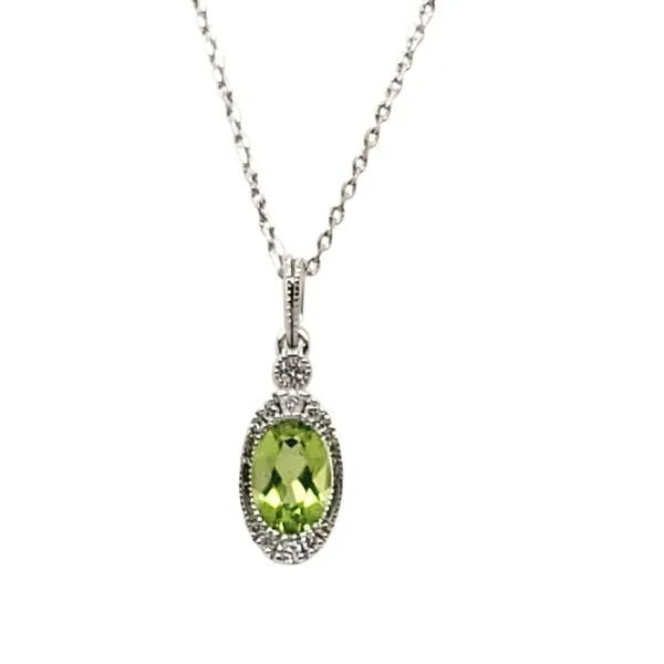 14 Karat White Gold Peridot & Diamond Pendant Trinity Jewelers  Pittsburgh, PA