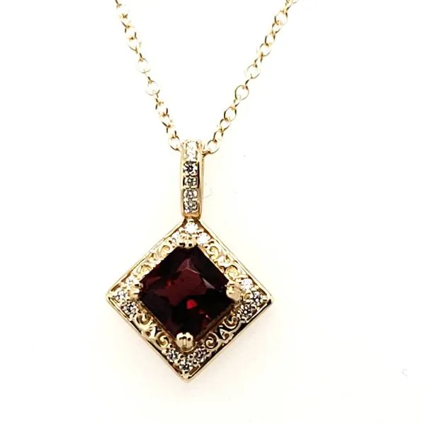14 Karat Yellow Gold Garnet & Diamond Pendant Trinity Jewelers  Pittsburgh, PA