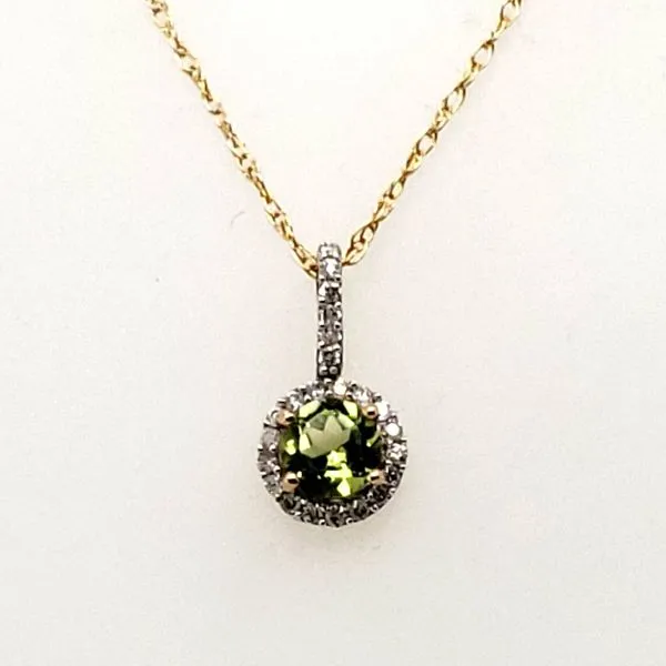 14 Karat Yellow Gold Peridot & Diamond Pendant Trinity Jewelers  Pittsburgh, PA