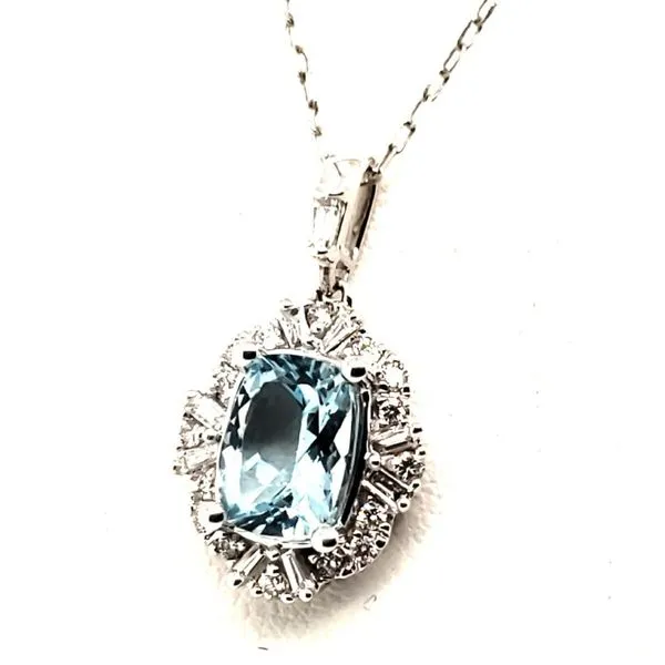 10 Karat White Gold Aquamarine & Diamond Pendant Trinity Jewelers  Pittsburgh, PA