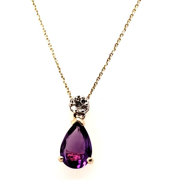 14 Karat Yellow Gold Amethyst & Diamond Pendant Trinity Jewelers  Pittsburgh, PA