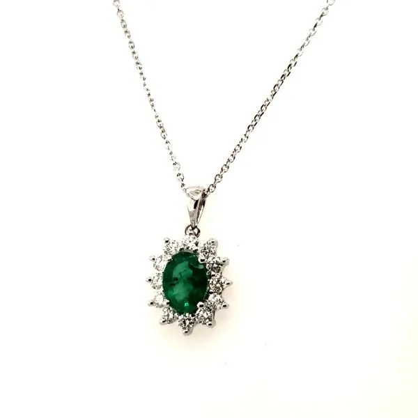 14 Karat White Gold Emerald & Diamond Pendant Trinity Jewelers  Pittsburgh, PA