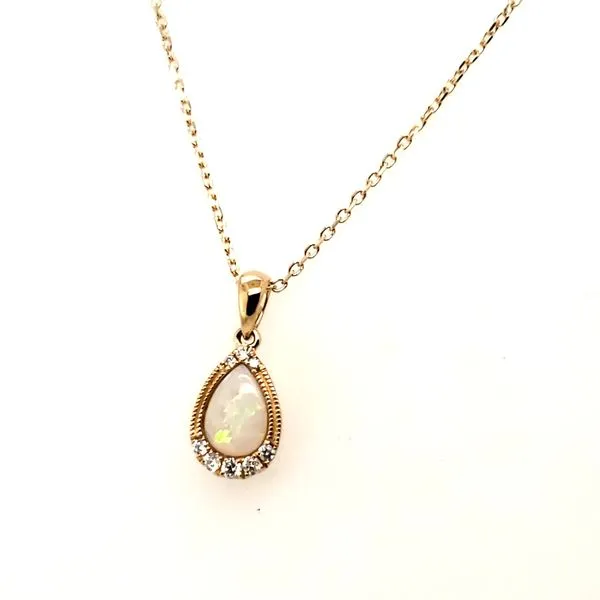 14 Karat Yellow Gold Opal & Diamond Pendant Trinity Jewelers  Pittsburgh, PA