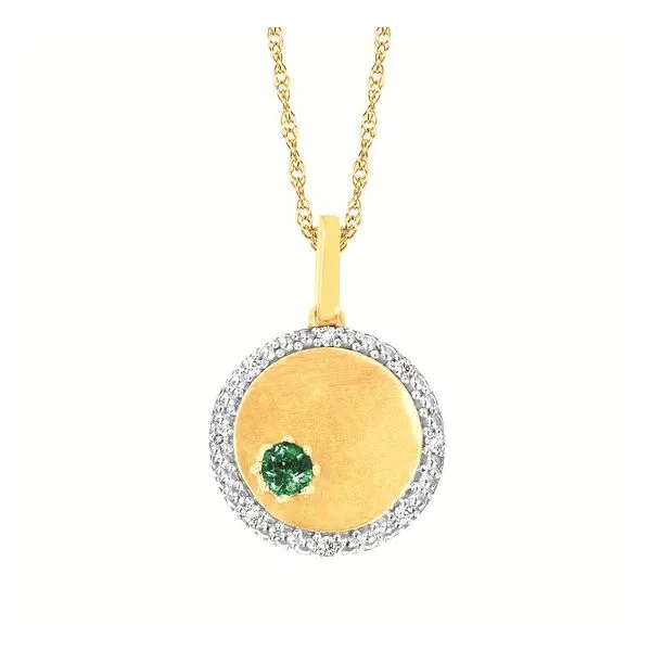 10 Karat Yellow Gold Created Emerald & Diamond Pendant Trinity Jewelers  Pittsburgh, PA
