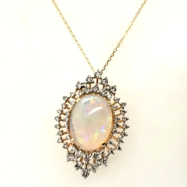14 Karat Yellow Gold Opal & Diamond Pendant Trinity Jewelers  Pittsburgh, PA