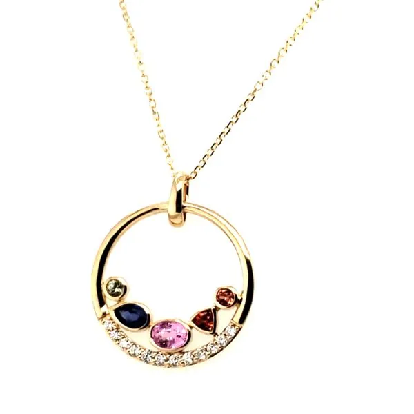 14 Karat Yellow Gold Diamond & Sapphire Pendant Trinity Jewelers  Pittsburgh, PA