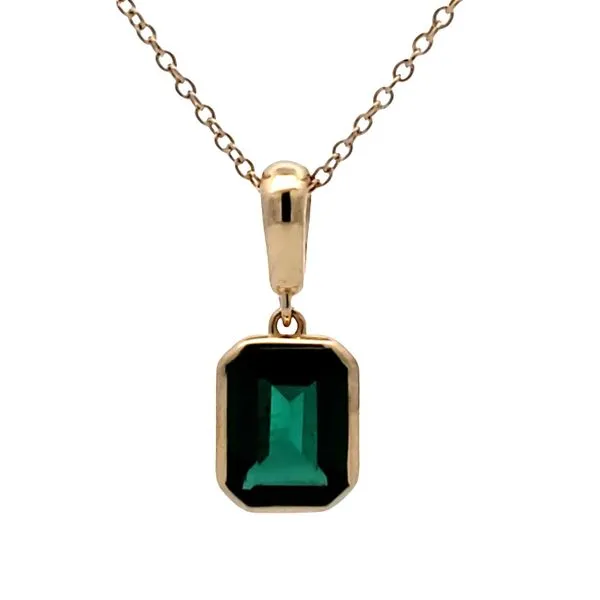 14 Karat Yellow Gold Bezel Set Lab Grown Emerald Pendant Trinity Jewelers  Pittsburgh, PA