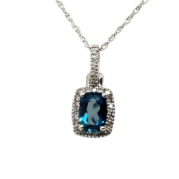 14 Karat White Gold London Blue Topaz & Diamond Pendant Trinity Jewelers  Pittsburgh, PA