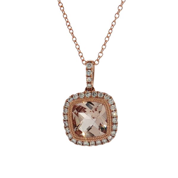 14 Karat rose Gold Morganite & Diamond Pendant Trinity Jewelers  Pittsburgh, PA