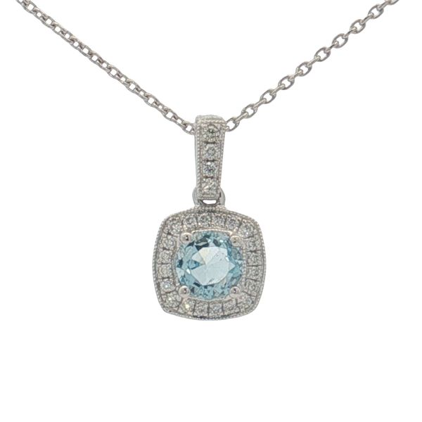 14 Karat White Gold Aquamarine & Diamond Pendant Trinity Jewelers  Pittsburgh, PA