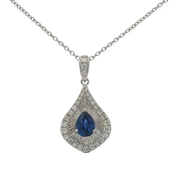 14 Karat White Gold Sapphire & Diamond Laser Cut Pendant Trinity Jewelers  Pittsburgh, PA
