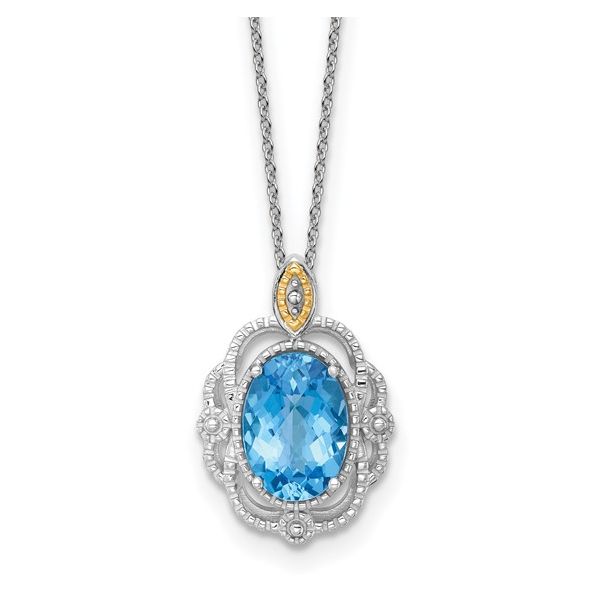 Sterling Silver 14Kt Accent Fancy Light Oval Swiss Blue Topaz Pendant Trinity Jewelers  Pittsburgh, PA