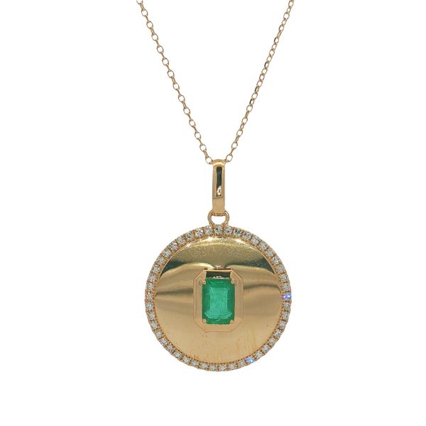14 Karat Yellow Gold Emerald & Diamond Pendant Trinity Jewelers  Pittsburgh, PA