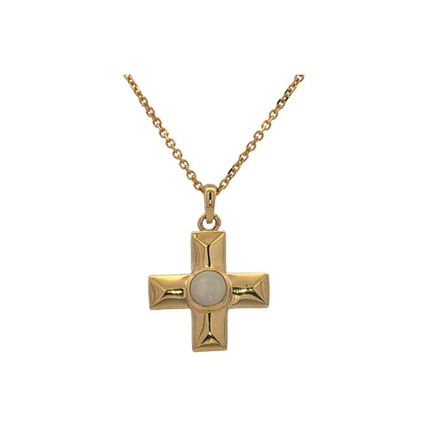 14 Karat Yellow Gold Opal Gratitude Cross Pendant Trinity Jewelers  Pittsburgh, PA