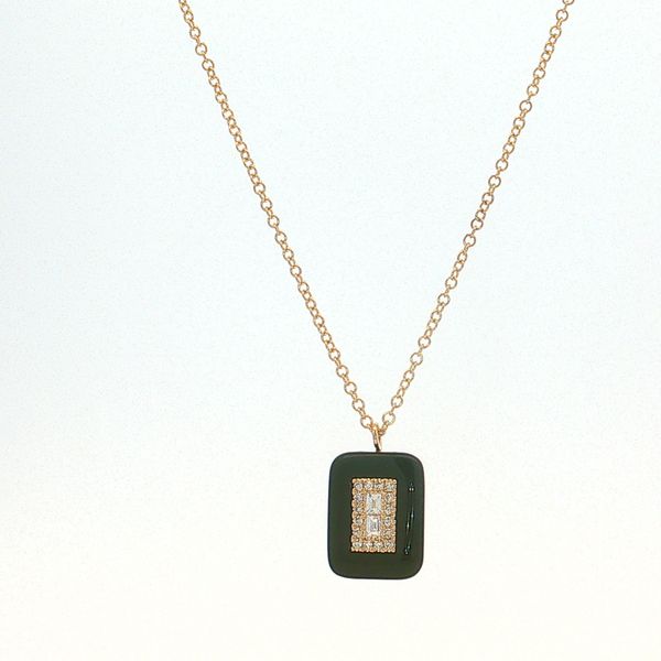 14 Karat Yellow Gold Onyx & Diamond Pendant Trinity Jewelers  Pittsburgh, PA