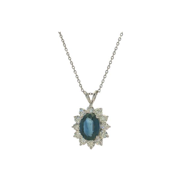 14 Karat White Gold Sapphire & Diamond Pendant Trinity Jewelers  Pittsburgh, PA