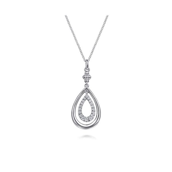 Sterling Silver White Sapphire Teardrop Pendant Trinity Jewelers  Pittsburgh, PA