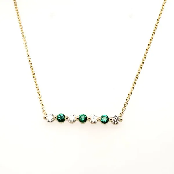 14 Karat Yellow Gold Emerald & Diamond Bar Necklace Trinity Jewelers  Pittsburgh, PA