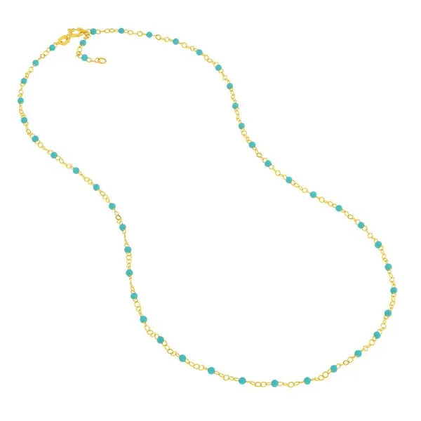 14 Karat Yellow Gold Turquoise Station Necklace Trinity Jewelers  Pittsburgh, PA