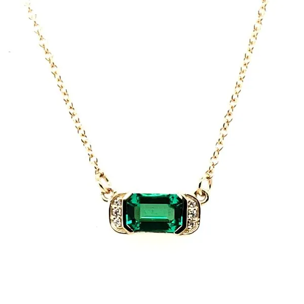 14 Karat Yellow Gold Lab Grown Emerald & Diamond Necklace Trinity Jewelers  Pittsburgh, PA