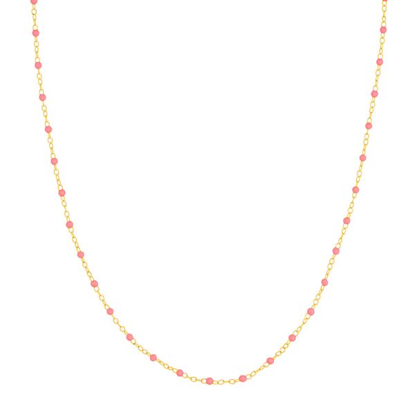14 Karat Yellow Gold Baby Pink Bead Necklace Trinity Jewelers  Pittsburgh, PA