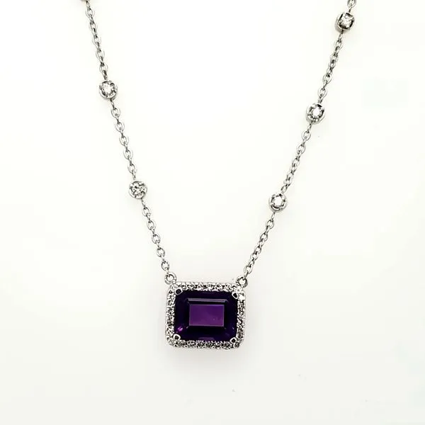 14 Karat White Gold Amethyst & Diamond Necklace Trinity Jewelers  Pittsburgh, PA