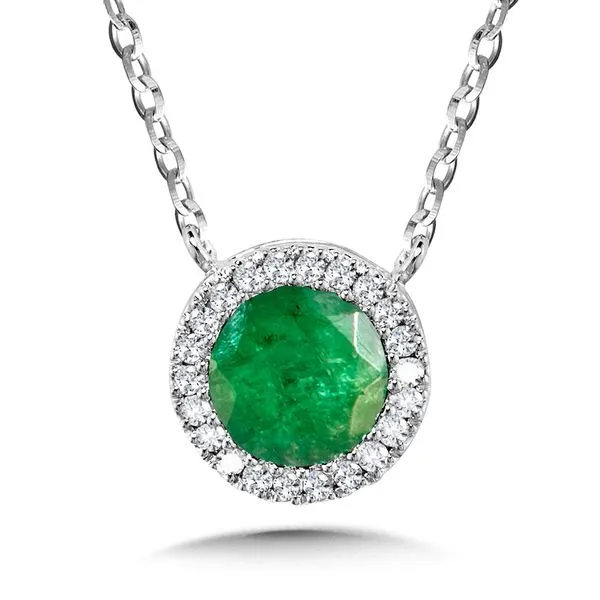 14 Karat White Gold Emerald & Diamond Necklace Trinity Jewelers  Pittsburgh, PA