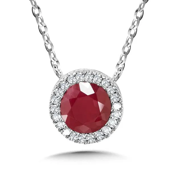 14 Karat White Gold Ruby & Diamond Necklace Trinity Jewelers  Pittsburgh, PA