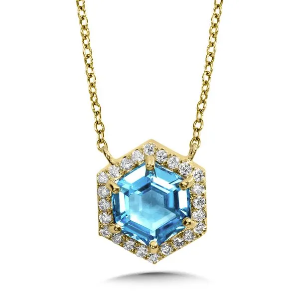 14 Karat Yellow Gold Blue Topaz & Diamond Necklace Trinity Jewelers  Pittsburgh, PA