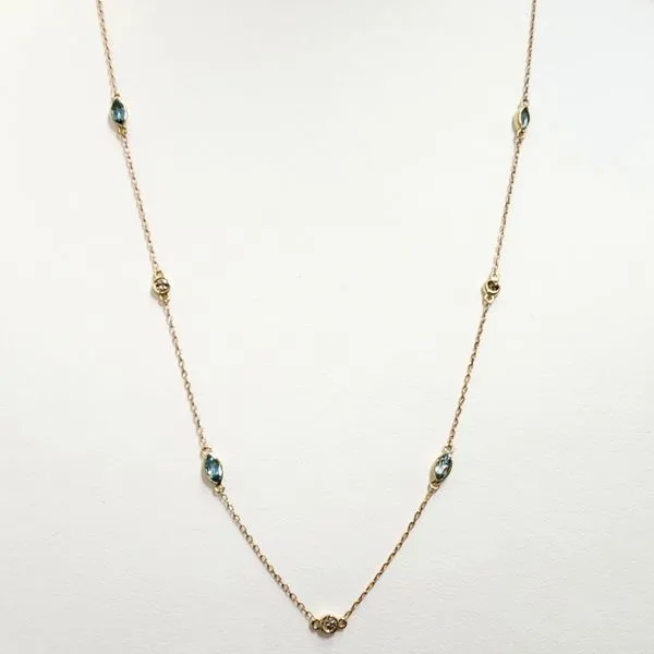 14 Karat Yellow Gold Blue Topaz & Diamond Necklace Trinity Jewelers  Pittsburgh, PA