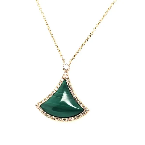 14 Karat Yellow Gold Malachite & Diamond Necklace Trinity Jewelers  Pittsburgh, PA