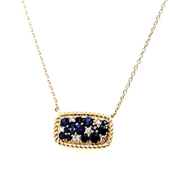 14 Karat Yellow Gold Diamond & Sapphire Necklace Trinity Jewelers  Pittsburgh, PA