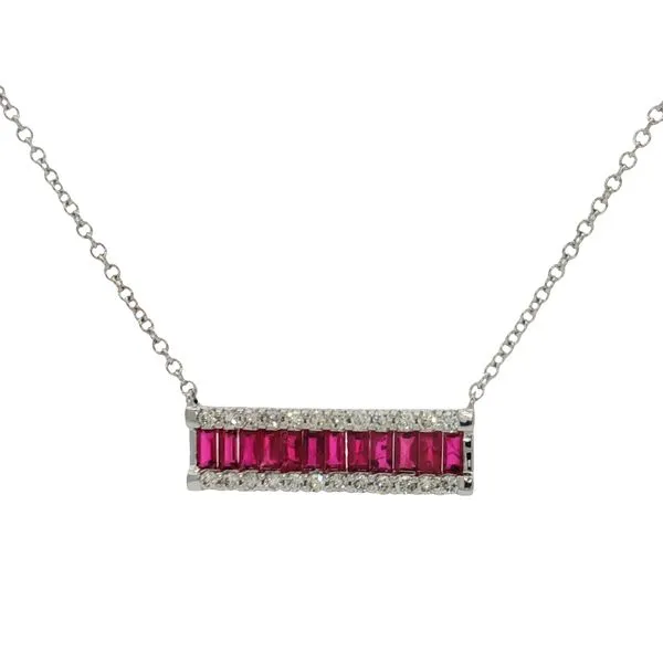 14 Karat White Gold Ruby & Diamond Necklace Trinity Jewelers  Pittsburgh, PA