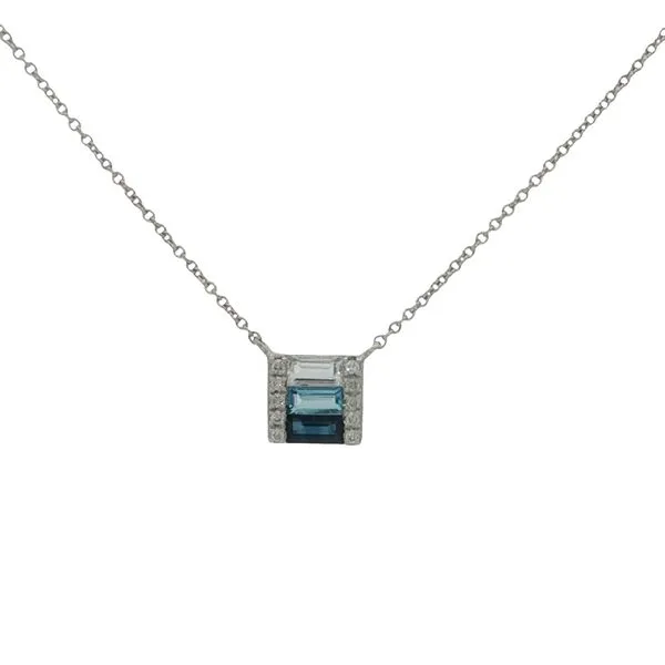 14 Karat White Gold Sapphire, Blue Topaz, White Topaz & Diamond Necklace Trinity Jewelers  Pittsburgh, PA