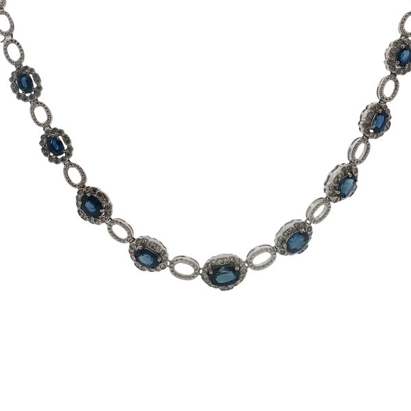 14 Karat White Gold Sapphire & Diamond Necklace Trinity Jewelers  Pittsburgh, PA